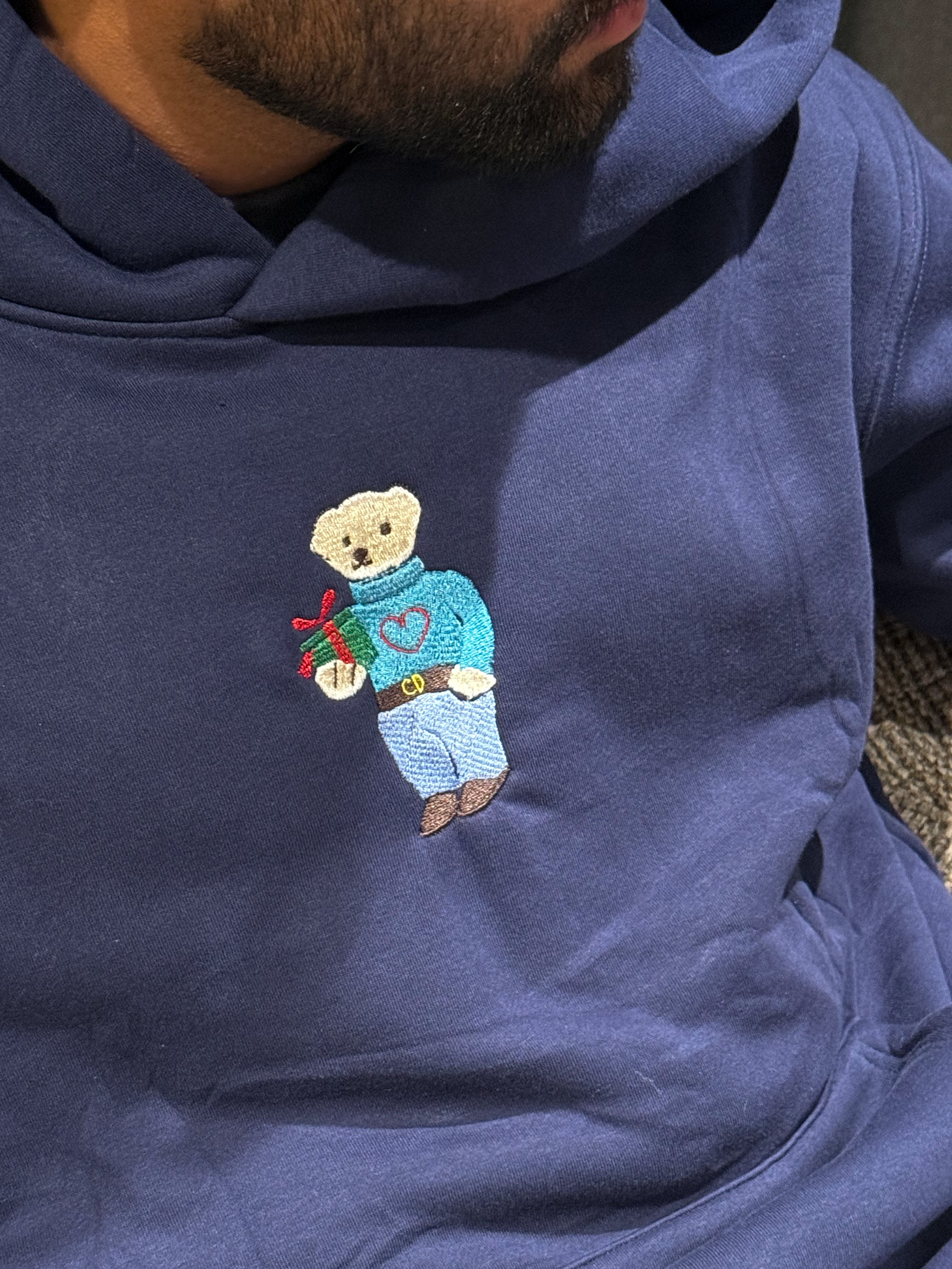 Embroidered Christmas Bear Hoodie – Cute Holiday Gift Hoodie, & Christmas Sweatshirt